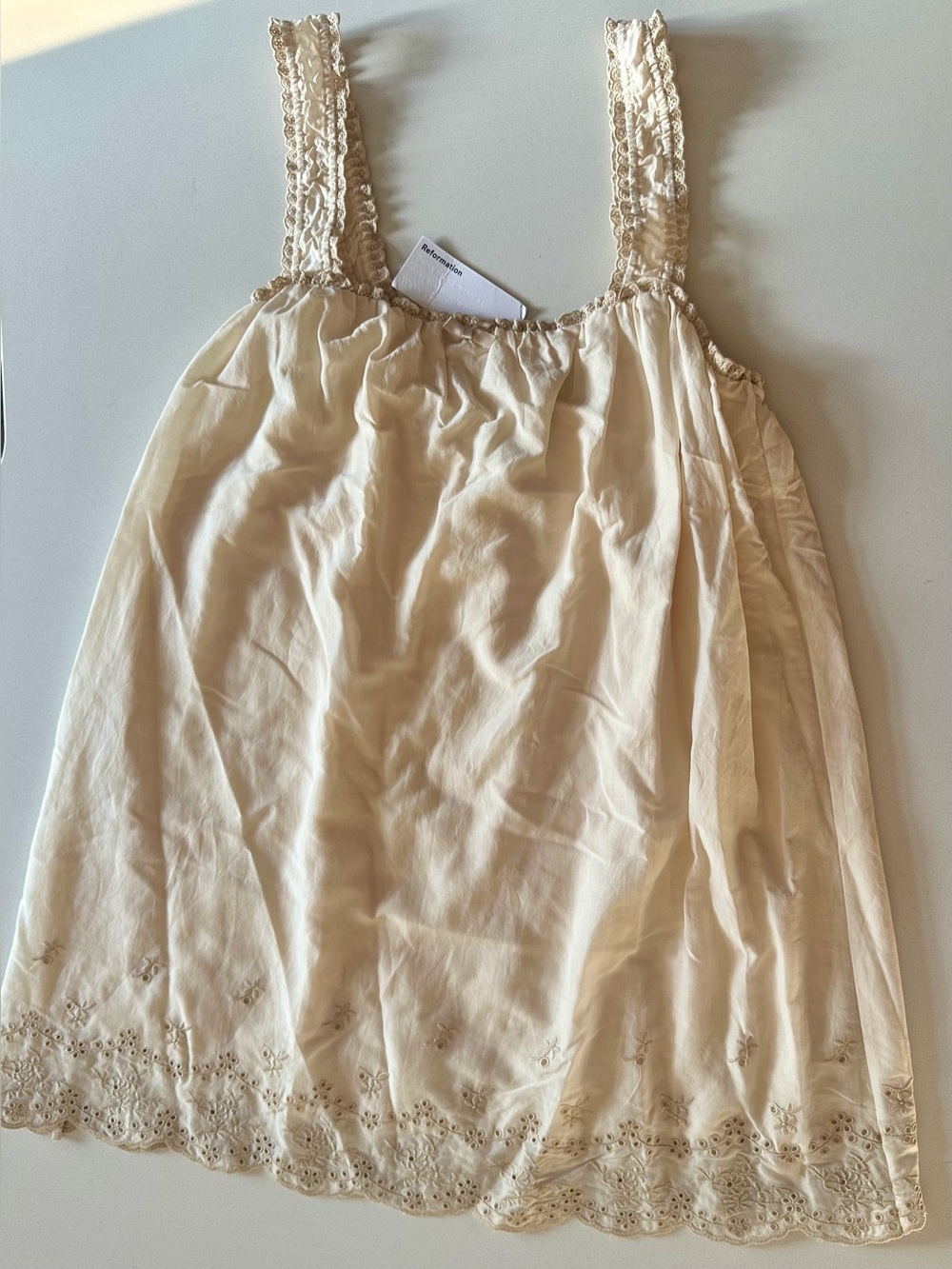 Reformation Tullia Dress Cream Beige Eyelet - Size 6 - New! - Picture 1 of 4